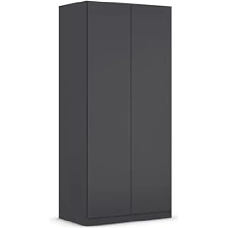 Rauch Möbel Costa, Kleiderschrank für Schlafzimmer, Kinderzimmer, Babyzimmer, Garderobe, Flur, 2-türig, Push-to-Open, mit Zubehör Classic, Farbe Grau metallic, Schwarz, Breite 91 cm – Bild 1