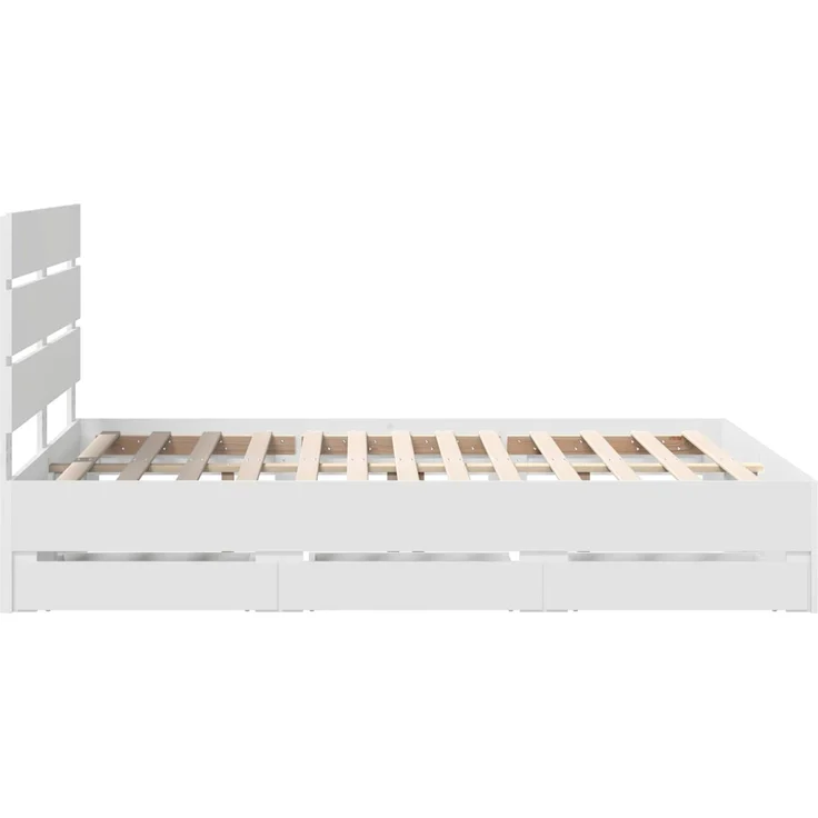 vidaXL Bettrahmen mit Schubladen Weiß 160 x 200 cm Ingenieurs Holz 3411818 – Bild 9