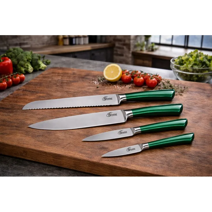 Genius Profi Messer-Set 4-tlg. Grün Edelstahl Küchenmesser Kochmesser 21272