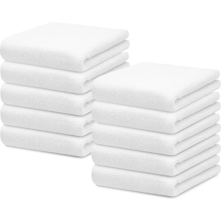 ZOLLNER 10er Set Gästetücher 100% Baumwolle, 30x50 cm, Weiß
