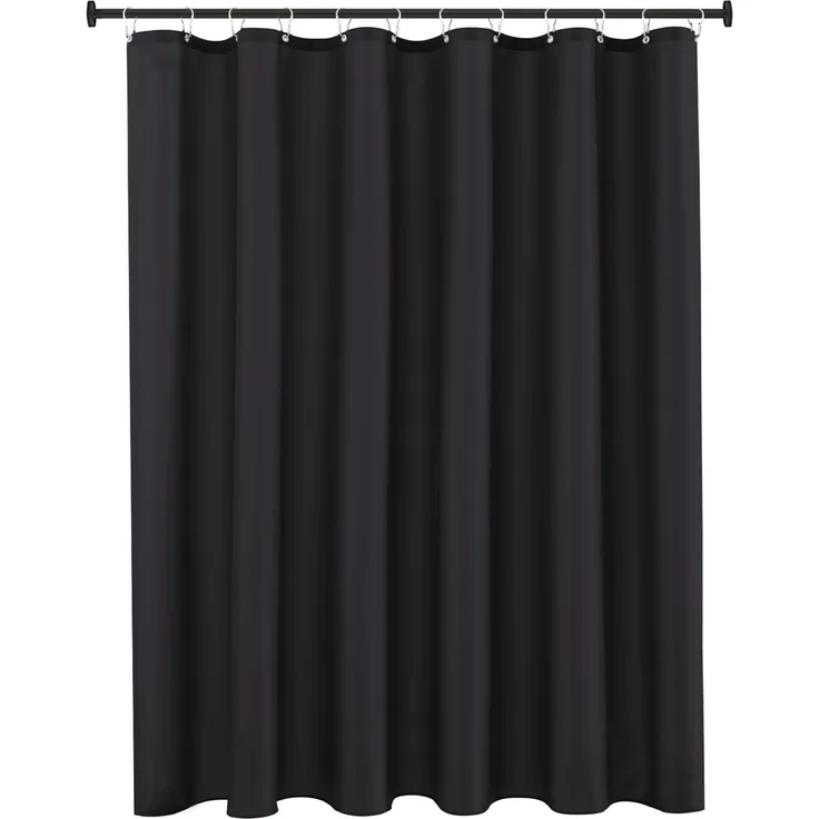 Stoff Duschvorhang 183 × 183 cm Schwarz, Hotelqualität, Wasserabweisend, Rostfreie Ösen, Waschbar