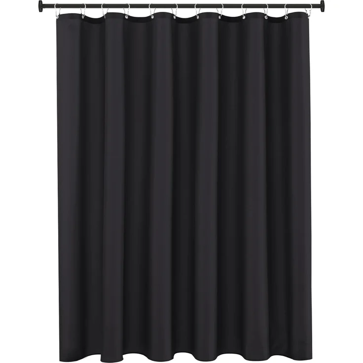 Stoff Duschvorhang 183 × 183 cm Schwarz, Hotelqualität, Wasserabweisend, Rostfreie Ösen, Waschbar – Bild 1