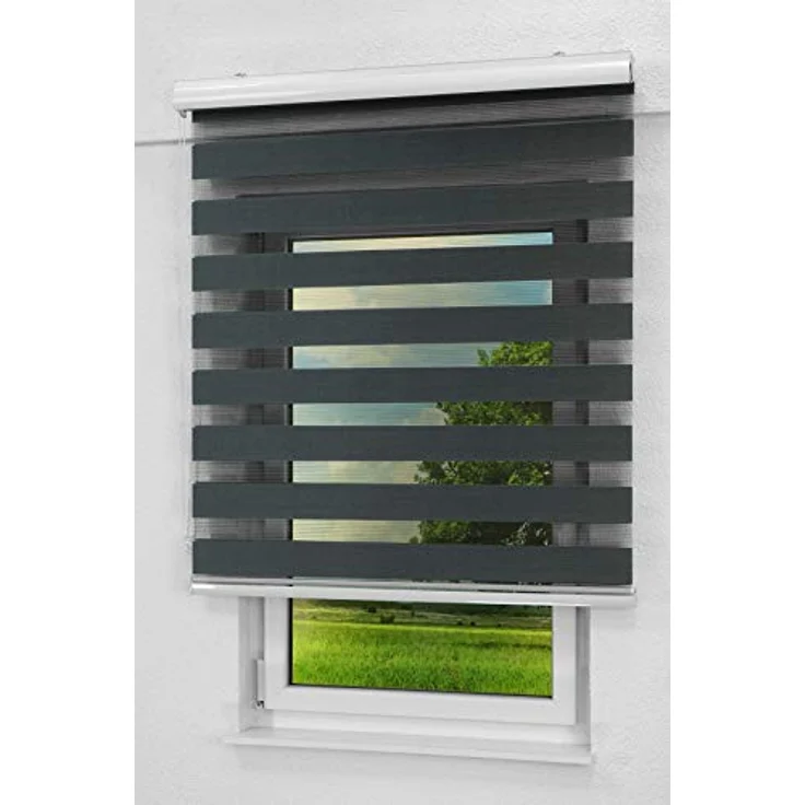 Lysel - Qualitätsdoppelrollo schwarzgrau, (B x H) 170cm x 175cm in schwarz/schwarzgrau – Bild 2