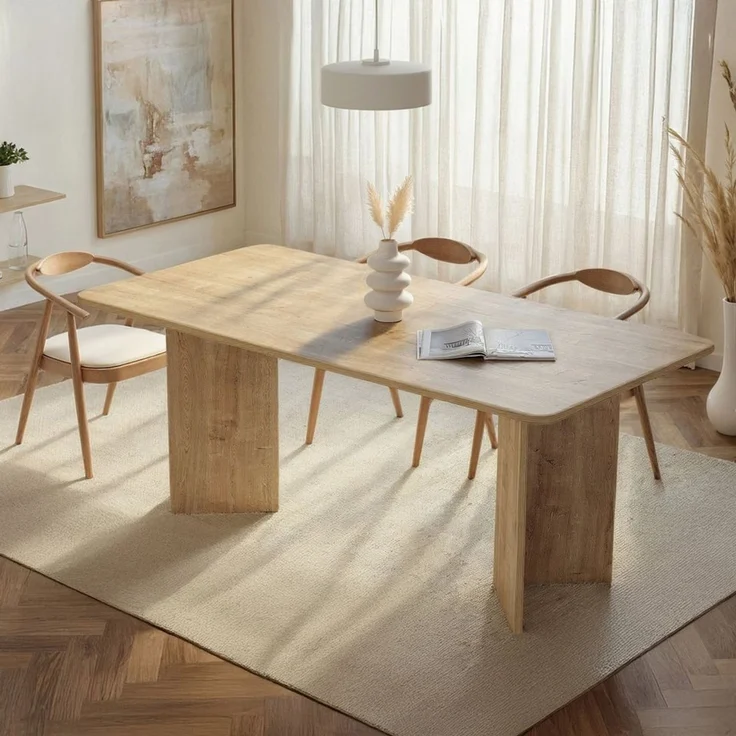Modern Dining Table, Honey Oak, 180 x 90 x 75 cm | 100% Melamine Coated Particle Board, Thickness: 25 mm | Durable & Stylish Design, 70 kg Capacity, Perfect for Contemporary Dining Spaces – Bild 2