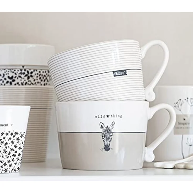 Bastion Collections Tasse Beige Titan, Keramik, Spülmaschinengeeignet, Weiß, Motiv: Zebra, Höhe: 7cm – Bild 4