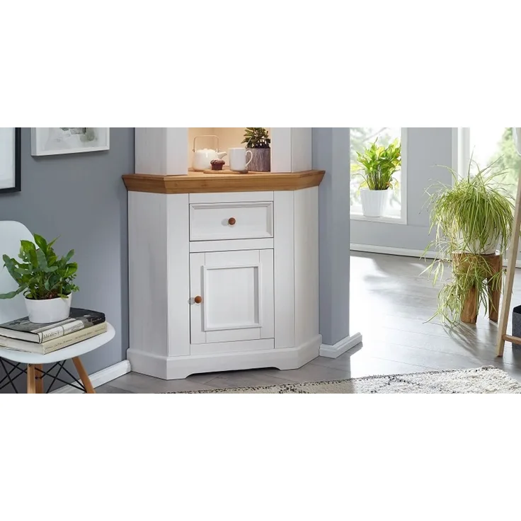 Eckanrichte 104cm "Zürich" Kiefer massiv weiß WZ-0133