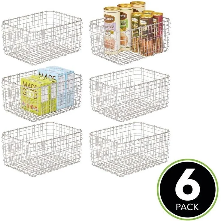 mDesign Allzweckkorb Aufbewahrung Drahtkorb Organizer 6er Set Metall Mattsilber – Bild 4