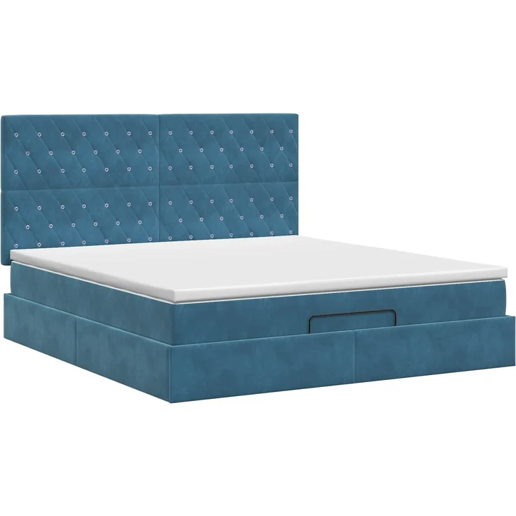 vidaXL Ottoman Bett mit Matratze Dunkelblau 180 x 200 cm Samt 3457669 – Bild 8