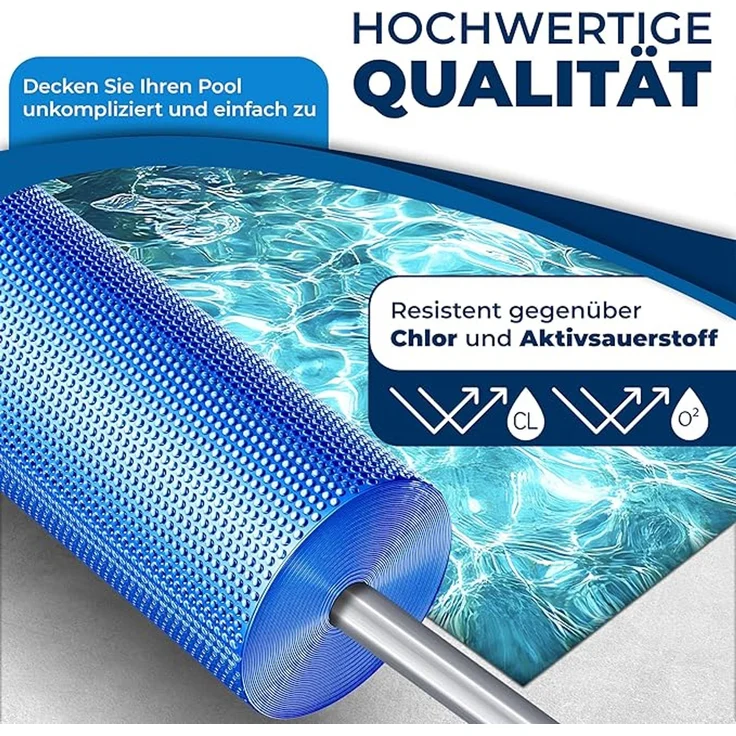 KESSER® Solarplane Poolabdeckung, flexibel, zuschneidbar, für Wassererwärmung, mit Schere, Lochzange & 12 Ösen Blau, 260 x 160cm – Bild 4