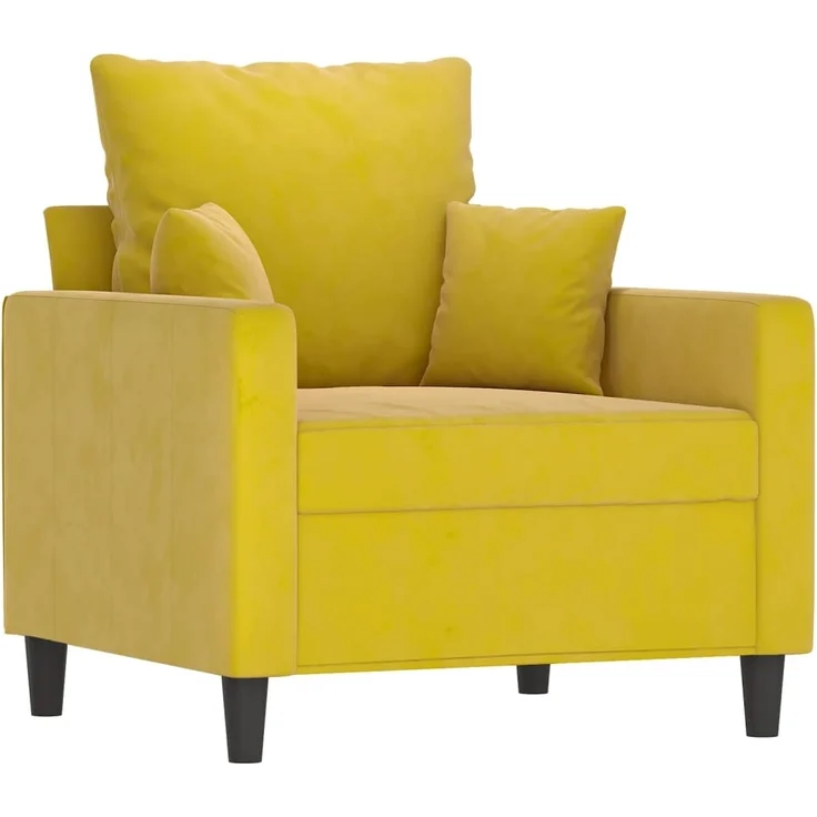 vidaXL Sessel mit Hocker Gelb 60 cm Samt 3201103 – Bild 3