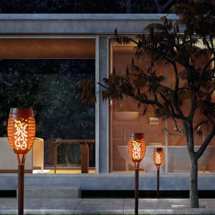 LQWELL Solarleuchten Solar Fackellicht für Außen Garten 18 Stück 12 LED Solarlampe mit Realistischer Flammeneffekt IP65 Wasserdicht Gartenfackeln Solar Weg Hinterhöfe Rasen Beleuchtung (18 Stück) – Bild 8