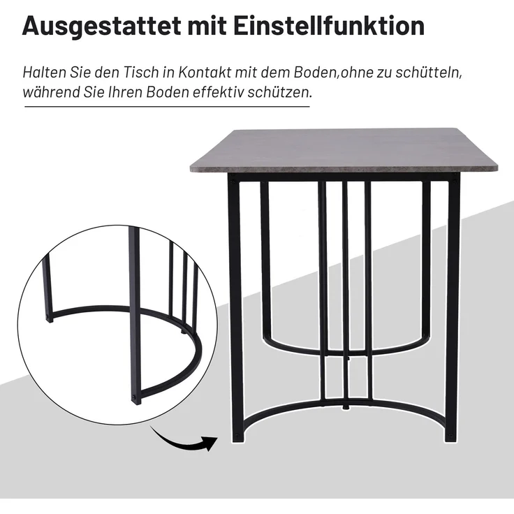 Merax Essgruppe (5-tlg), Esstisch mit 4 Stühlen Set, Moderner Küchentisch Set , 140×80cm Küchentisch mit Schwarz Metallbeinen, MDF Tischplatte in Grau, Schwarz Samt Esszimmerstühle – Bild 9