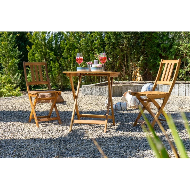 Balkonmöbel Set 3tlg Akazie Klapptisch 60 x 60 cm BLOOM 51827894 – Bild 3