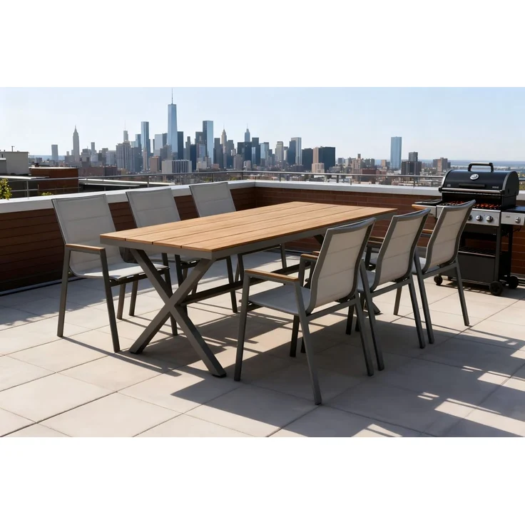 Primaster Garten-Essgruppe Milos 6 Personen Aluminium taupe/creme – Bild 3