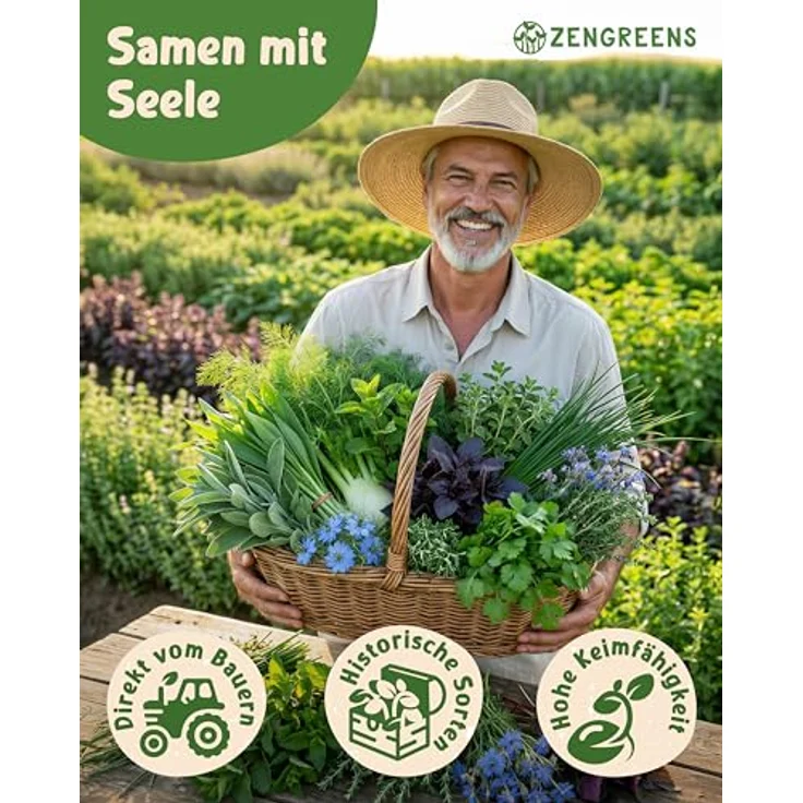 ZenGreens® - Bio Kräuter Samen Set - 15 Kräutersamen für den einfachen Anbau im Garten, Balkon oder Hochbeet - Pfalnzensamen - Saatgut – Bild 3