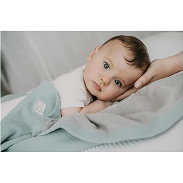 Kaiser 6531023 Playa Summer Blanket Musselin/Frottee atmungsaktive Babydecke Ganzjährig Neugeborene Kinderwagendecke Babyschalendecke Fb. Light Grey – Bild 5