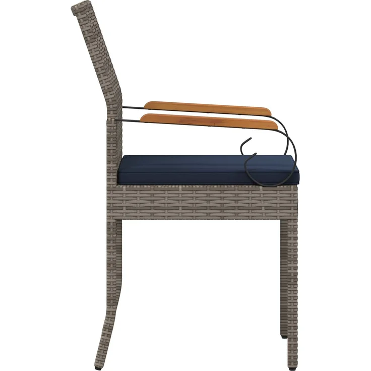 vidaXL Gartenstühle 4 Stk. Grau und Marineblau Poly-Rattan und Akazie 42025888 – Bild 7