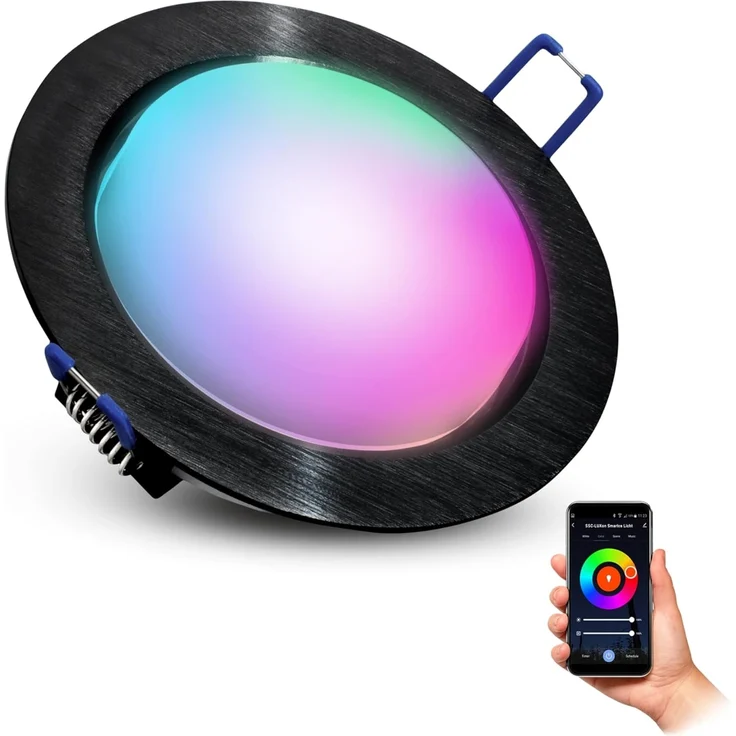 SSC-LUXon LED Einbaustrahler RX-3 Alu Einbauleuchte in schwarz inkl. Smart WLAN RGB LED GX53 230V, RGB & Weißtöne – Bild 1