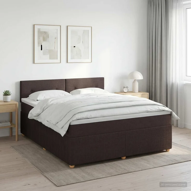vidaXL Boxspringbett mit Matratze Dunkelbraun 140 x 190 cm Stoff 3451464 – Bild 1