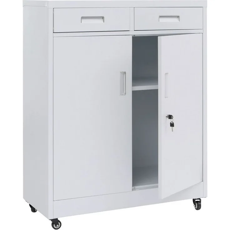 MCW Aktenschrank MCW-O89 Mit zwei Türen und zwei Schubladen, Mit vier Rollen