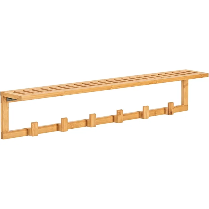 SoBuy FHK06-N Wandgarderobe, Massivholz, Lackiert, Bambus, 90 x 16,5 x 12,5 cm