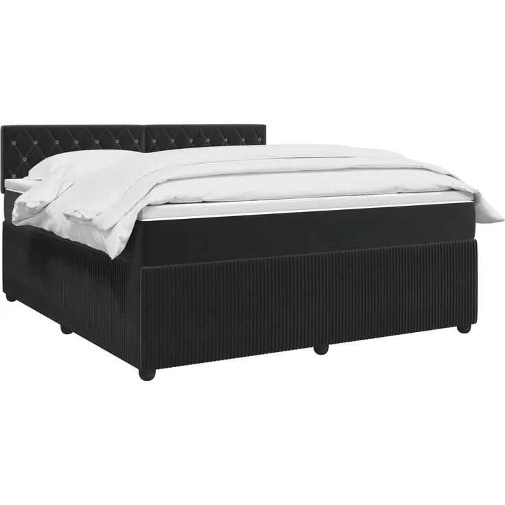 vidaXL Boxspringbett mit Matratze Schwarz 140 x 190 cm Samt 3453133 – Bild 3