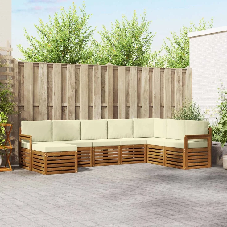 vidaXL Outdoor-Sofagarnitur 8 stk. 8-Sitzer Natur und Creme 3375275 – Bild 1