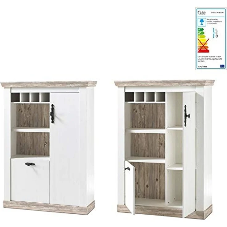 Lomadox Wohnwand FERNA-61, (2-St), Pinie dunkel Nb. und Pinie weiß Nb. inkl. LED 352 x 170 x 44 cm – Bild 5