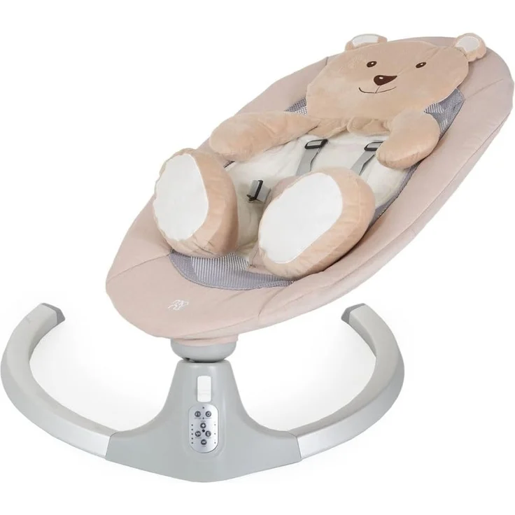 Moni Babywippe elektrische Ari Bär Melodien, Fernbedienung, Teddy-Bär Pad, Timer beige – Bild 4