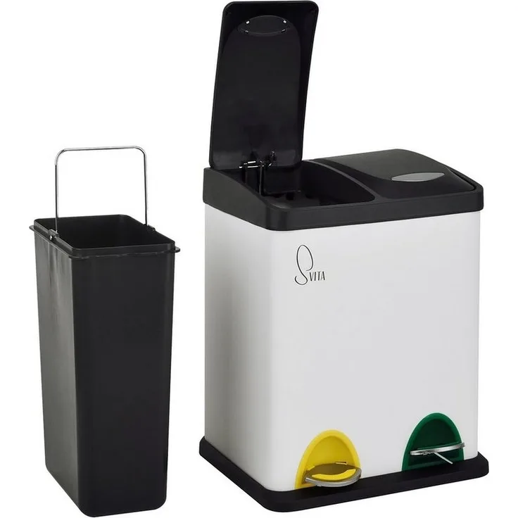 Svita 'TC2X8' Abfalleimer, Stahl, 2x8 Liter (16 Liter), Weiß