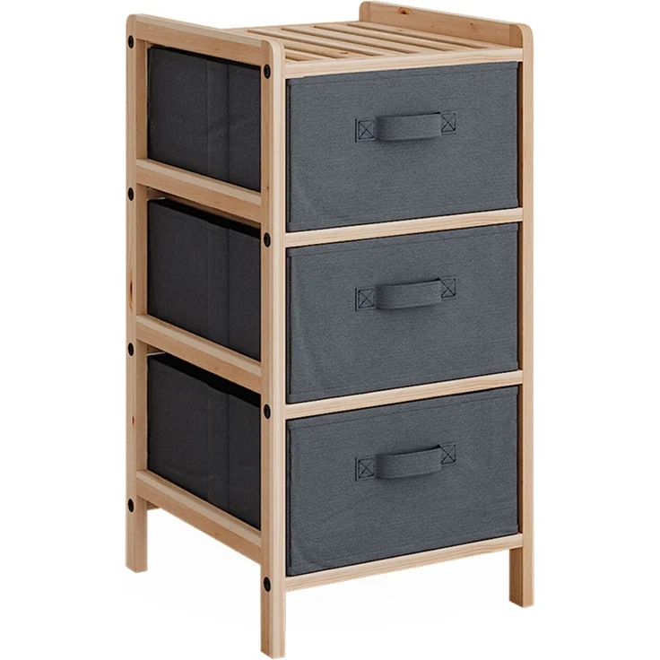 Kommode Bruno Grau 34.5 x 67 cm mit 3 Stoffschubladen Vicco – Bild 1