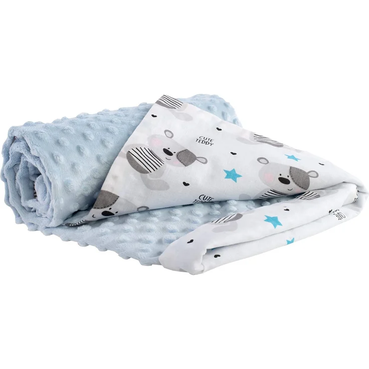 Medi Partners Babydecke Baby Decke Neugeborenen - Kuscheldecke Geschenk Babydecken 75x100cm für Kleinkinder Mädchen Krabbeldecke Kinderbett Kinderwagen 100% Baumwolle (Teddybär mit hellbaluen Minky) – Bild 1