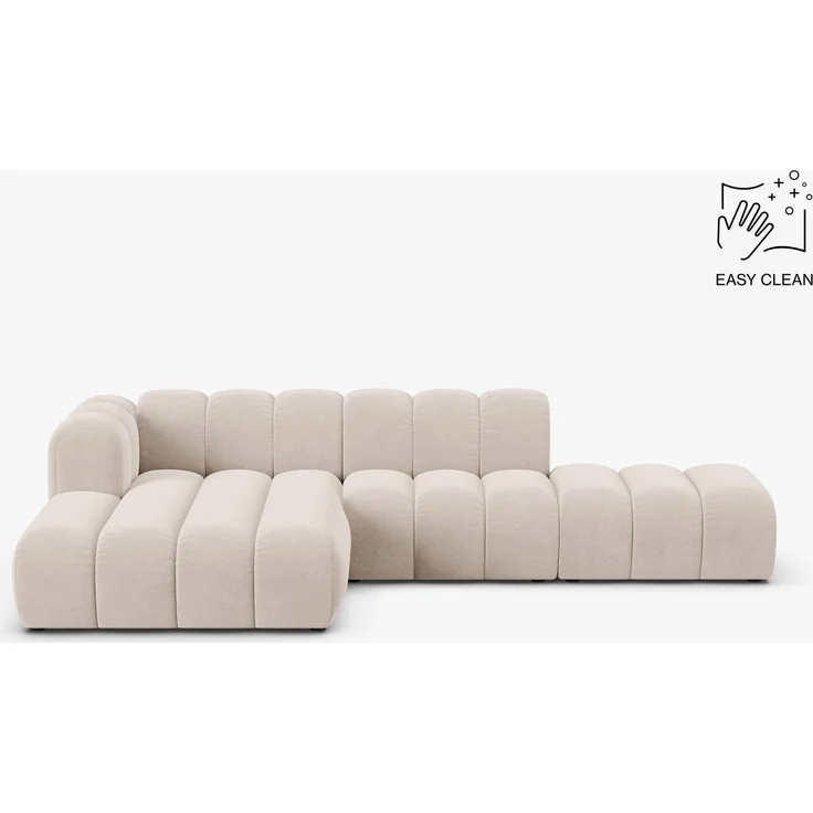 Micadoni Modulares Ecksofa offen Lupine 5-Sitzer Samt Venus Helles Beige Links – Bild 1