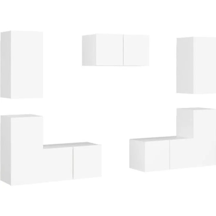vidaXL 7-tlg. TV-Schrank-Set Weiß Spanplatte [3078671]