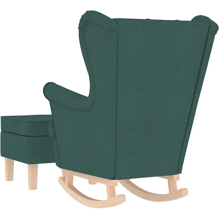 vidaXL Schaukelstuhl mit Fußhocker Dunkelgrün Stoff 3308002 – Bild 5