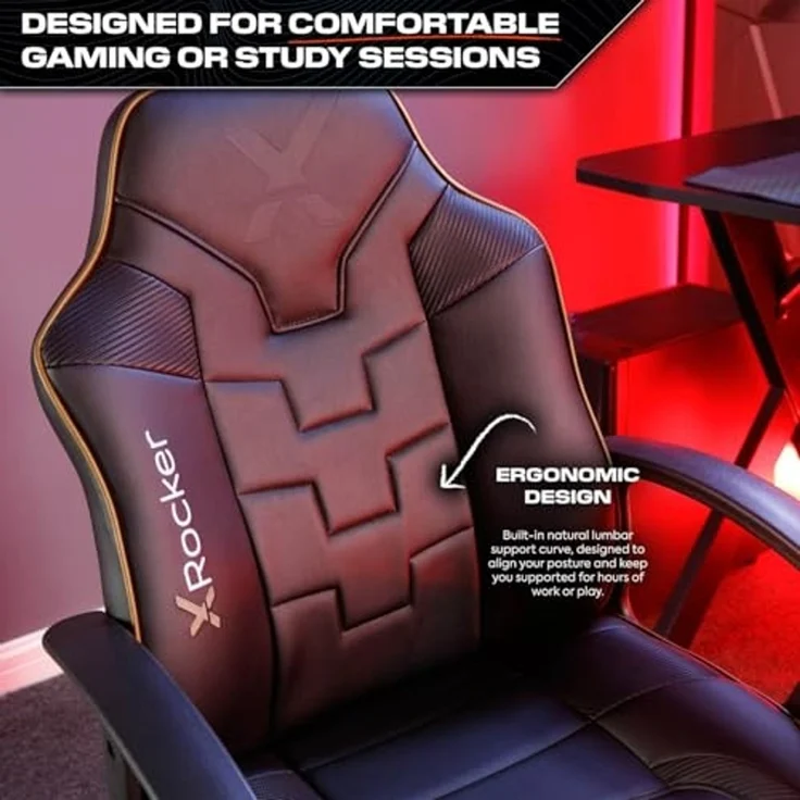 X Rocker Saturn - Gaming-Bürodrehstuhl für Kinder & Teenager - schwarz/gold – Bild 4