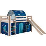 Vipack 'Pino' Halbhochbett taupe, inkl. Rutsche, Vorhang 'Astro' und Tunnel
