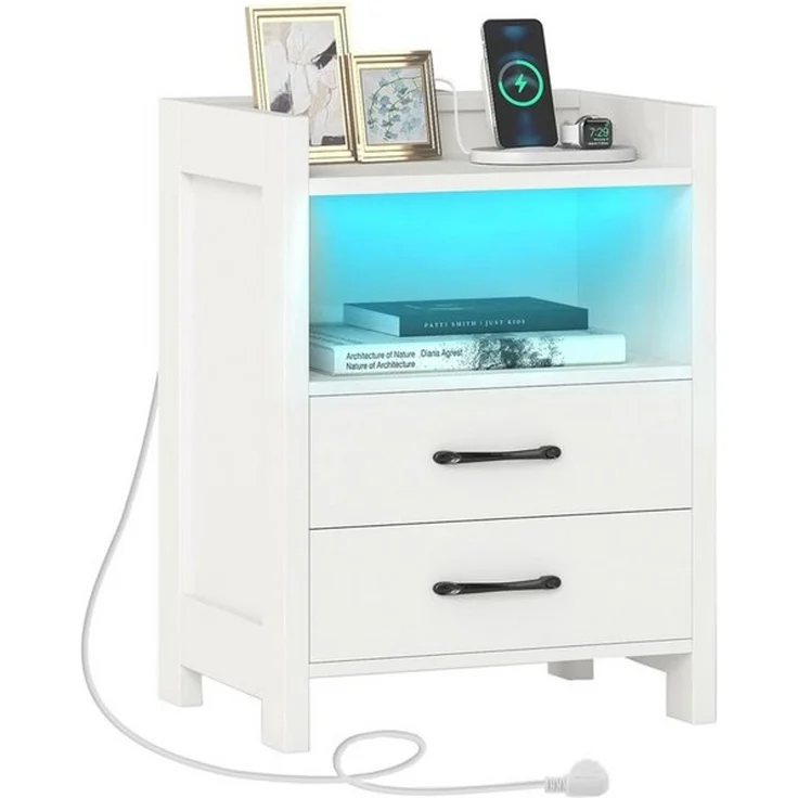 COSTWAY Nachttisch (1-St), Nachtschrank, Beistelltisch, Sofatisch, mit 2 Schubladen – Bild 1