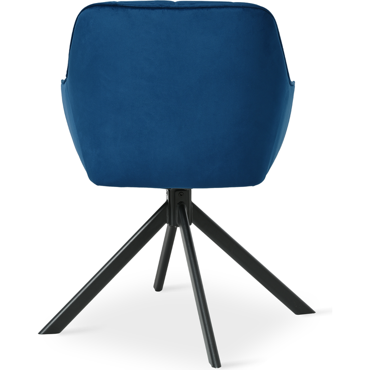 GOEURVANT 1437 Esszimmerstühle 6er-Set mit Armlehnen, 360° Drehbar, Samt - Preußischblau – Bild 5