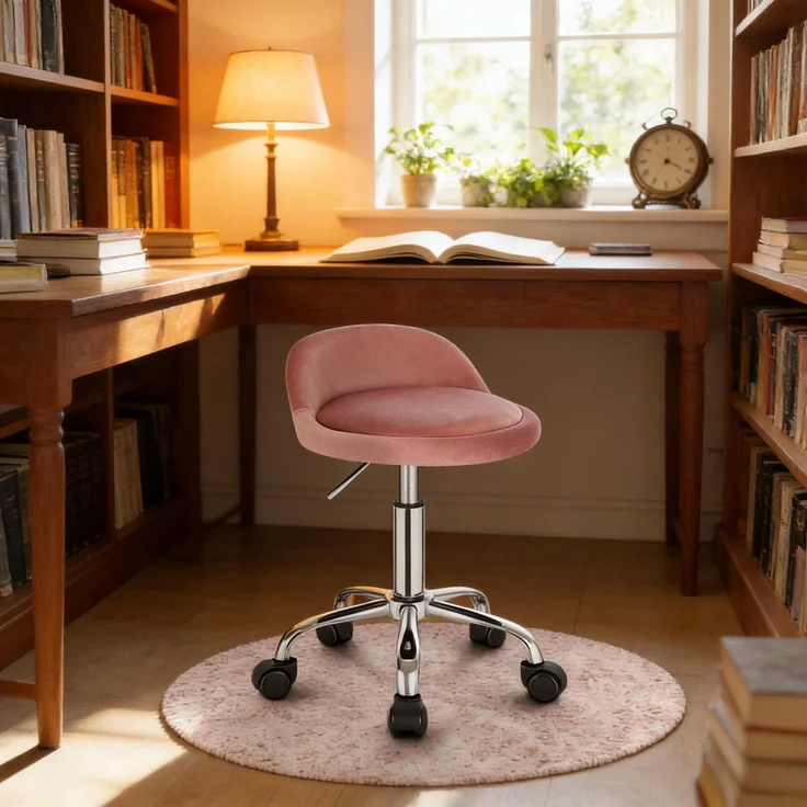 Drehstühle,Praktische Bürostühle,Friseurstühle,Stühle,Make-up Stühle(nur mit Bürostühlen)--Rosa--30x30x65.5cm--YOUDENOVA – Bild 1