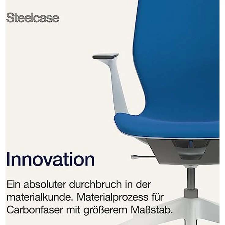 Steelcase Silq Ergonomischer, höhenverstellbarer Stuhl mit Möwengrau/Karbon Metallic Rückenlehne und Königsblau Bezug – Bild 4