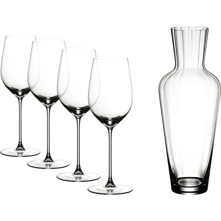 RIEDEL 5449/15-MOS VERITAS Riesling/Zinfandel Weinglas 4er Set & Mosel Dekanter