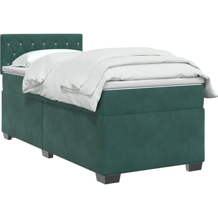 vidaXL Boxspringbett mit Matratze Dunkelgrün 100 x 200 cm Samt 3450653 – Bild 3