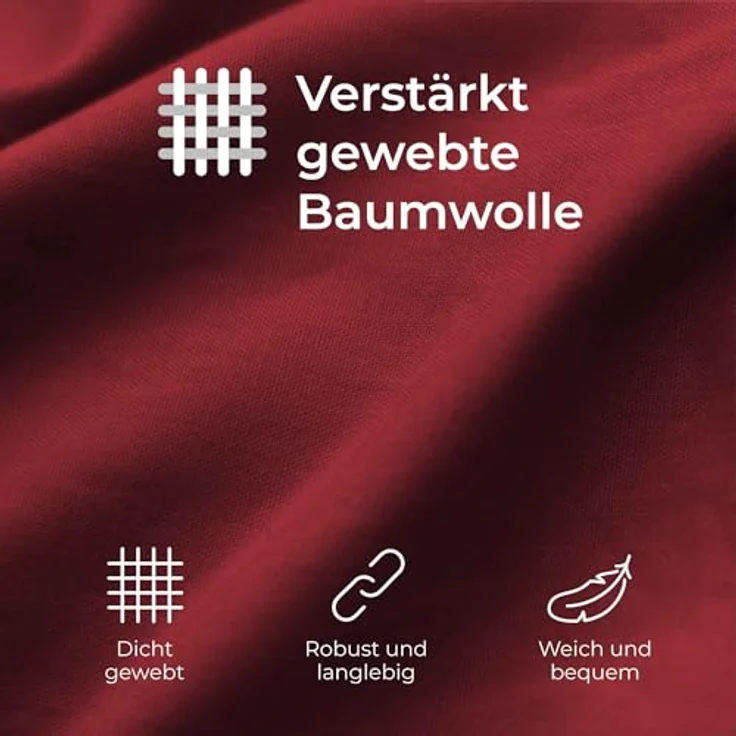 Kissenbezug 40x70 Renforcé Baumwolle (2er-Set) - Burgunderrot - Dicht gewebt mit 57 Fäden/cm² - Kissenbezug 40x70 - Oeko Tex Zertifiziert - Dreamzie – Bild 6