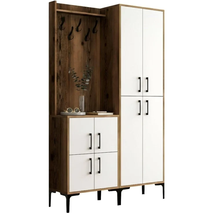 Dmora Garderobenschrank Castor 120x35x200 cm Braun, für 16 Paar – Bild 3