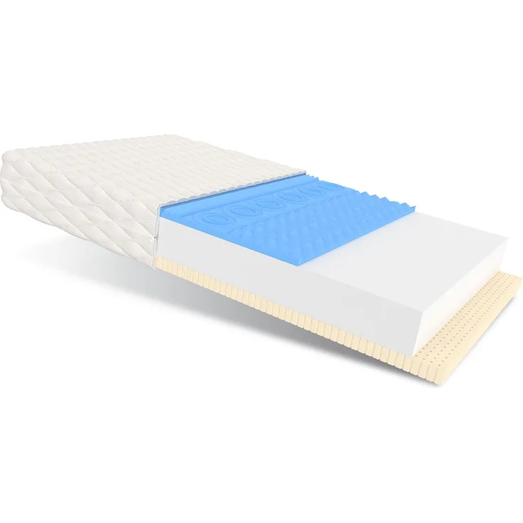 Matratze 90x200 Kaltschaum NEAPOL 7 Zonen Latex profilierter Schaum H3 14 cm JERSEY