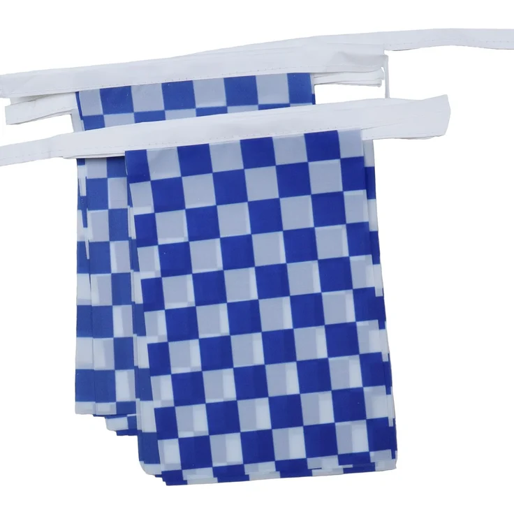 AZ FLAG - Fahnenkette Zielflagge Marineblaues Und Weisses 6 Meter Mit 20 Flaggen - 21x14 cm - Rennflagge Girlande Flaggenkette 14x21 Cm