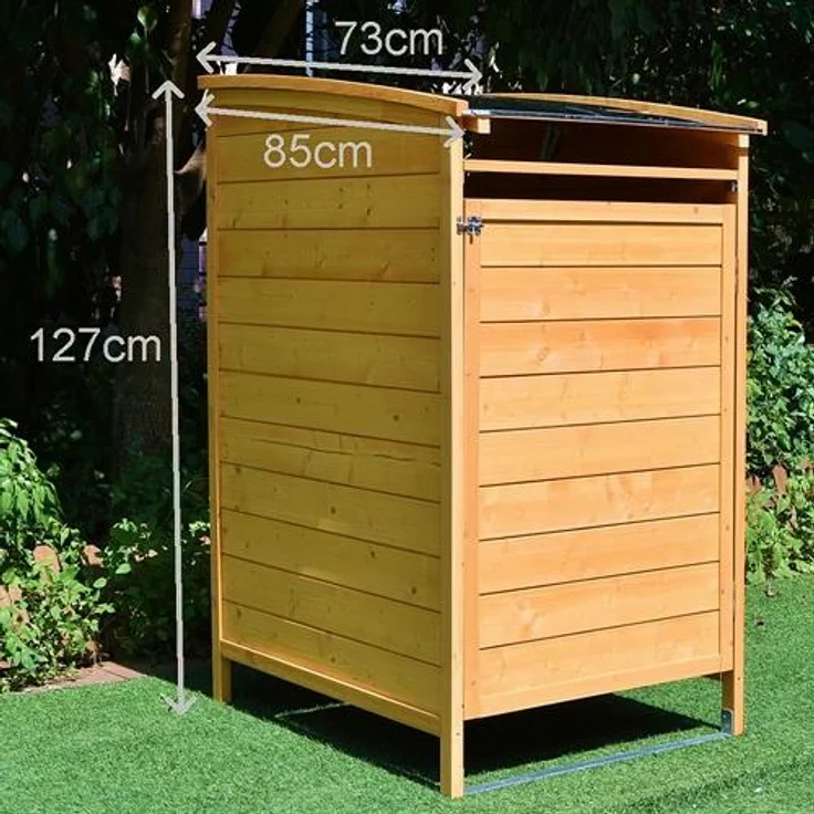 Mülltonnenbox braun Mülltonnenverkleidung Mülltonne 240L Mülltonnenhaus Gartenbox Gerätebox Gerätehaus Holz Anbau Gerätehaus – Bild 5