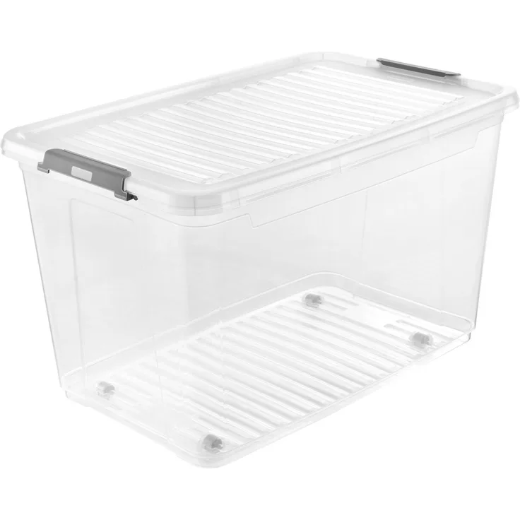 keeeper Aufbewahrungsbox Clipbox Leo (Set 5 St) 56 L, 59 x 38 x 35,5 cm (Set, 5 St), Schanierclips, Doppelöffnung, 90° drehbare Räder, fixierbarer Deckel