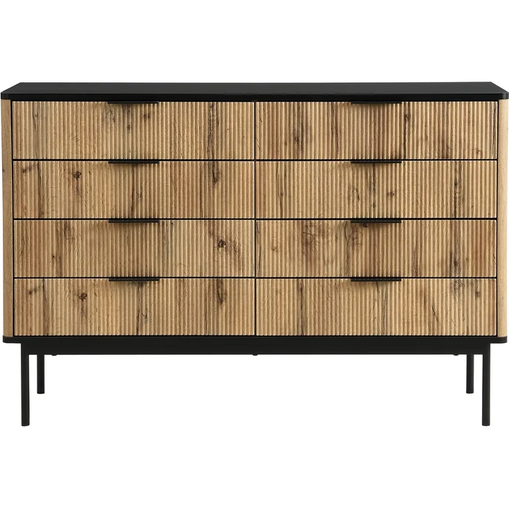 Merax Sideboards, Schränke, Lagerschränke, Kommode, geeignet für Wohnzimmer/Esszimmer/Eingang, 120 x 39,5 x 80cm (B/H/T) Natur und Schwarz – Bild 9